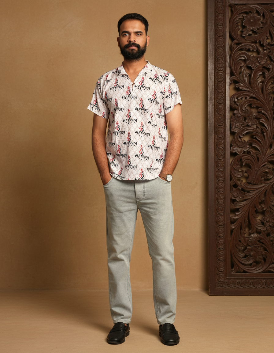 Ganesh Shank Print Kurta