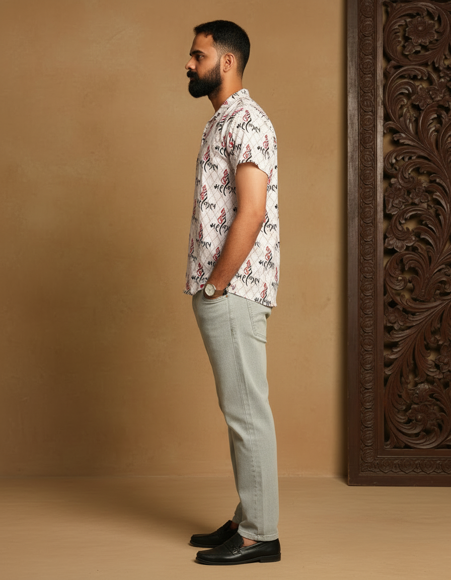 Ganesh Shank Print Kurta