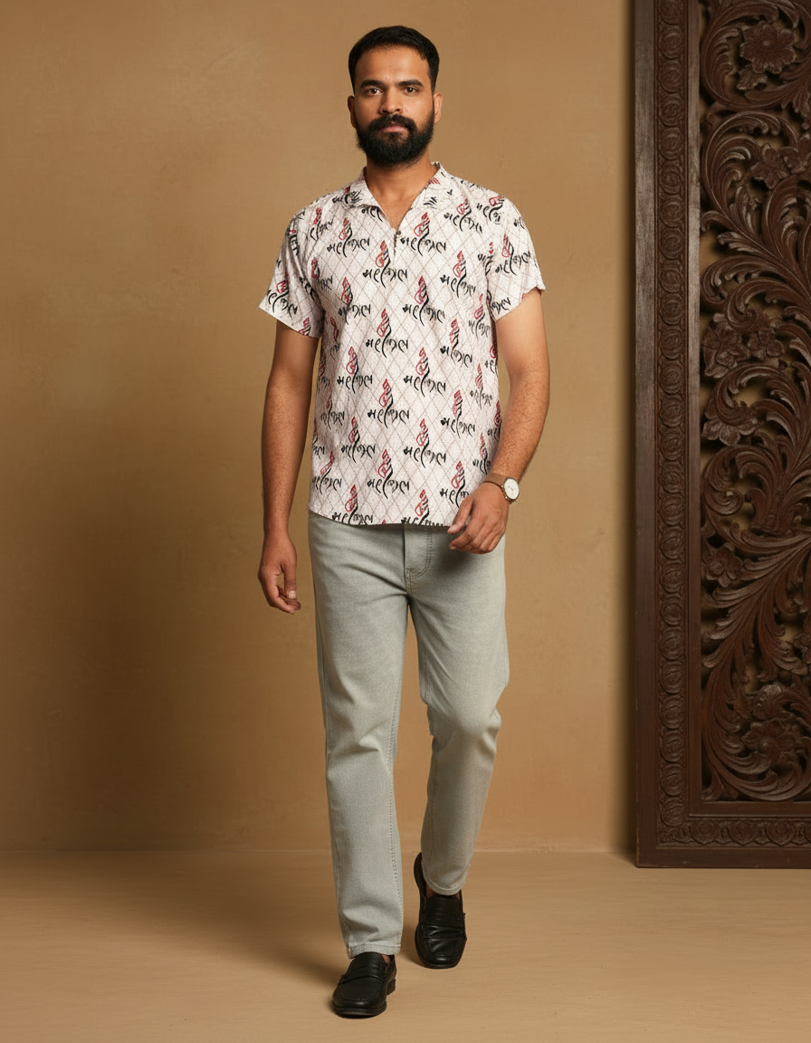 Ganesh Shank Print Kurta