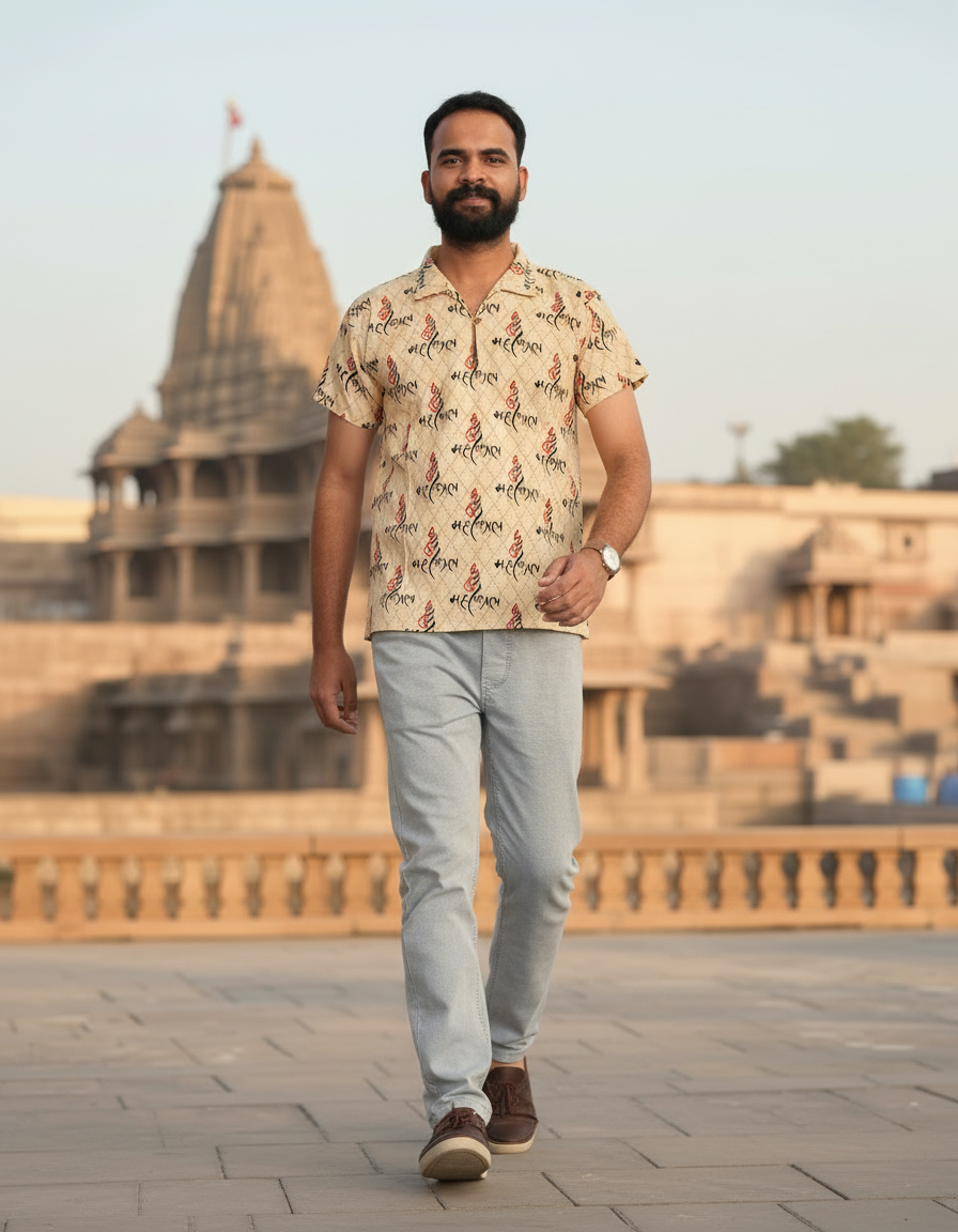 Ganesh Shank Print Kurta