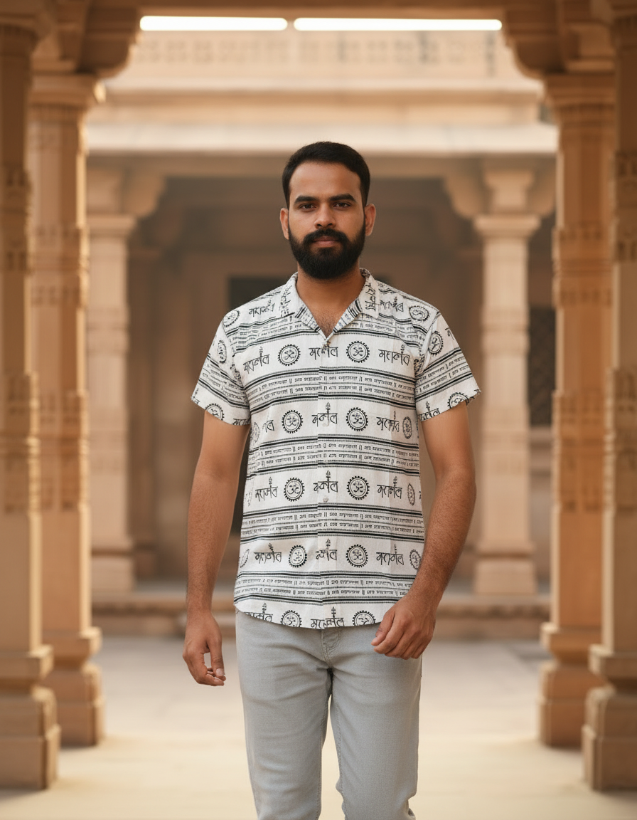 Mahakal Chakari Print Front Pocket Kurta