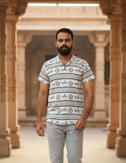 Mahakal Chakari Print Front Pocket Kurta