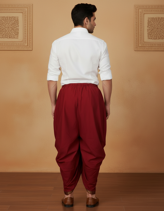 Maharoon Cotton Blind ReadyMade Dhoti For Man