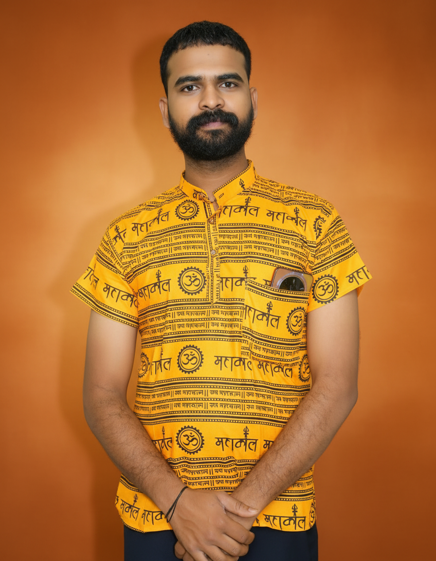 Mahakal Chakari Print Front Pocket Kurta