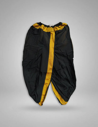 Pure Cotton Black Readymade Elastic Silk Dhoti For Men