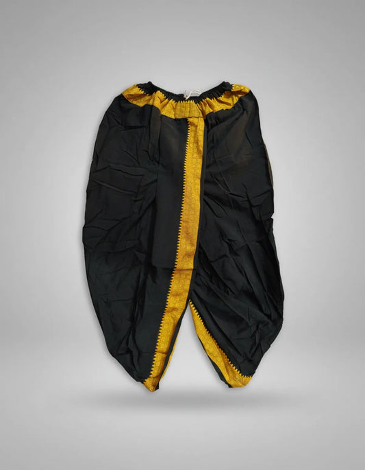 Pure Cotton Black Readymade Elastic Silk Dhoti For Men